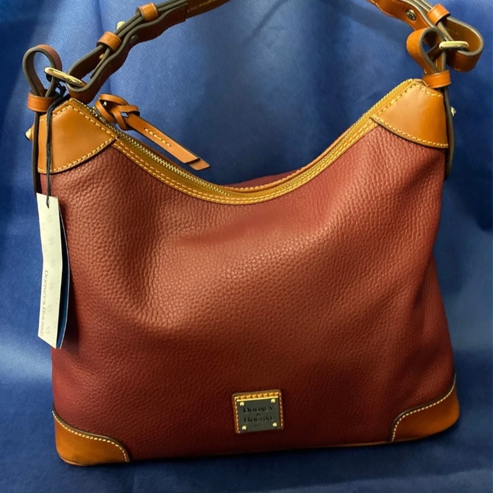 NWT. Burgundy Dooney Bourke Leather Hobo